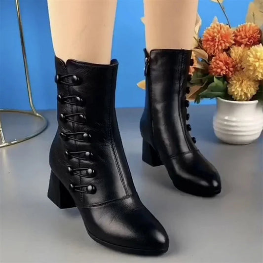 Zaira™ - Bottines à talons en cuir vegan